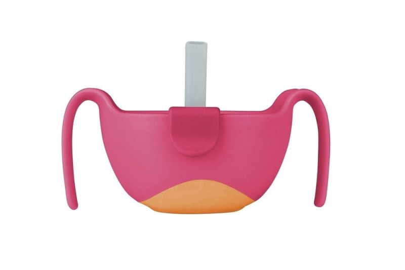 B.box - kubek niewysypek ze słomką 3w1 Bowl + straw róż