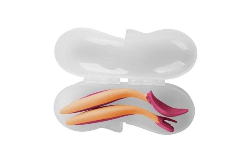 B.box - pierwsze sztućce do nauki jedzenia Toddler cutlery set róż