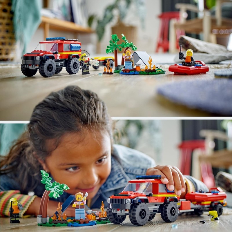 Terenowy wóz strażacki z łodzią ratunkową Lego 60412