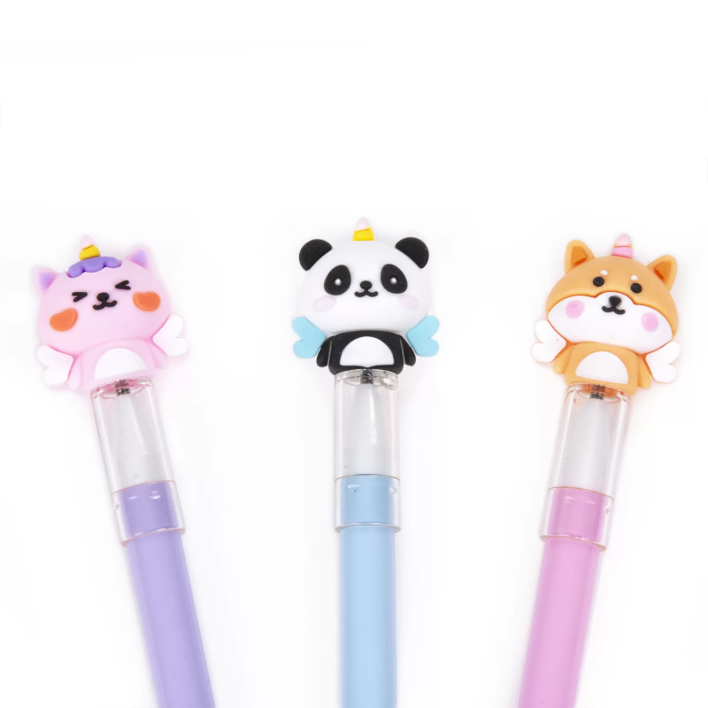 3x długopisy wymazywalne z figurką w kształcie zwierzaka Kidea