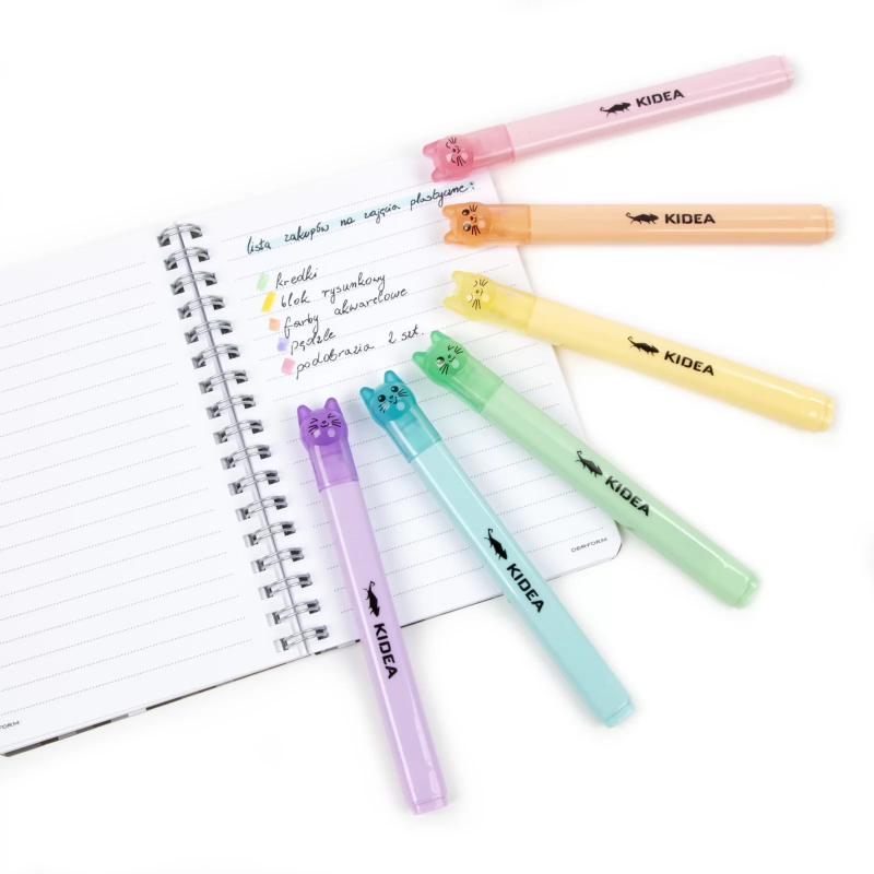 Flamastry pastelowe Kotki 6 szt.Kidea