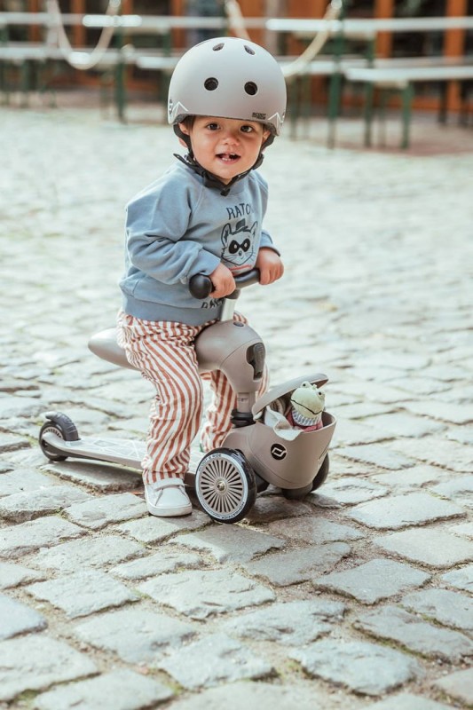 Hulajnoga Jeździk 2w1 z zamykanym schowkiem Highwaykick 1 Lifestyle Brown Lines Scoot & Ride