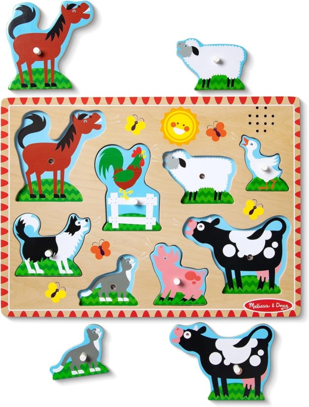 Puzzle z odgłosami zwierząt Farma Melissa & Doug