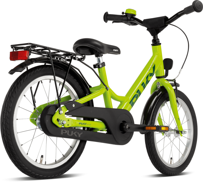 Rower dziecięcy z bagażnikiem YOUKE 16 limonkowy PUKY
