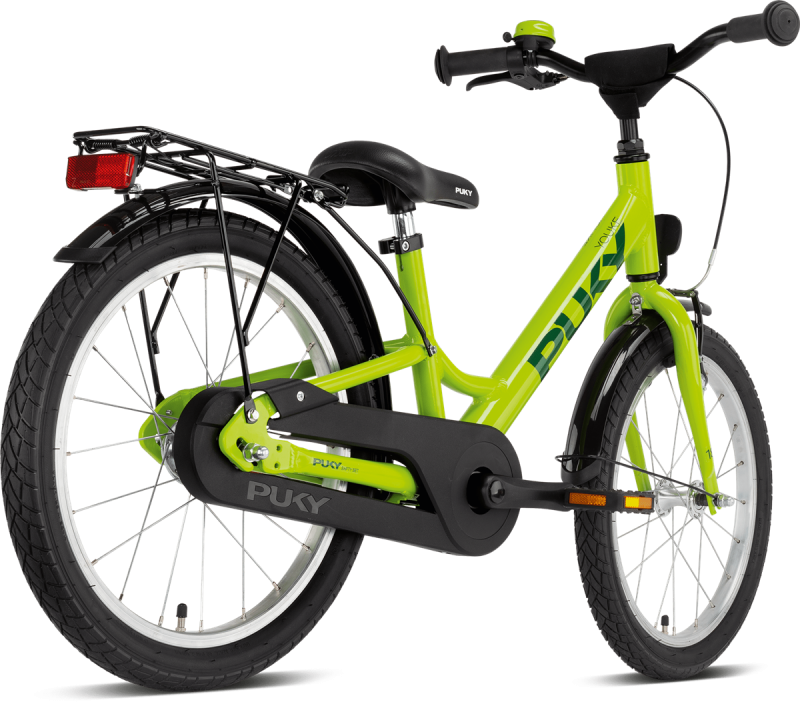 Rower dziecięcy z bagażnikiem YOUKE 18 cali limonkowy PUKY