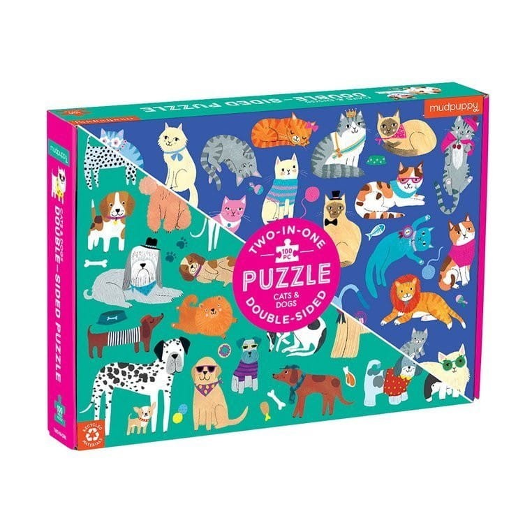 Puzzle dwustronne Koty i psy 100 el. - Mudpuppy