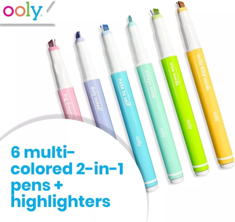 Cienkopisy z zakreślaczami 2w1 Noted 6 szt. Ooly
