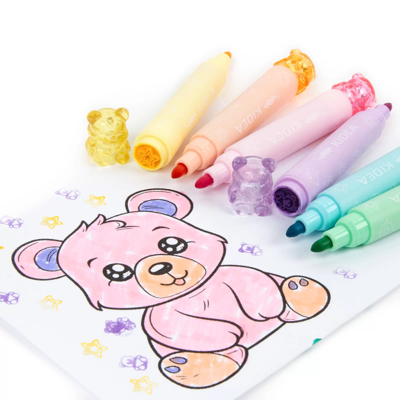 Pisaki z stempelkami Misie dwustronne 6szt Kideaa