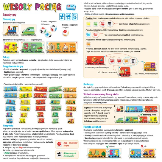 Wesoły pociąg - Gra, puzzle, alfabet Jako