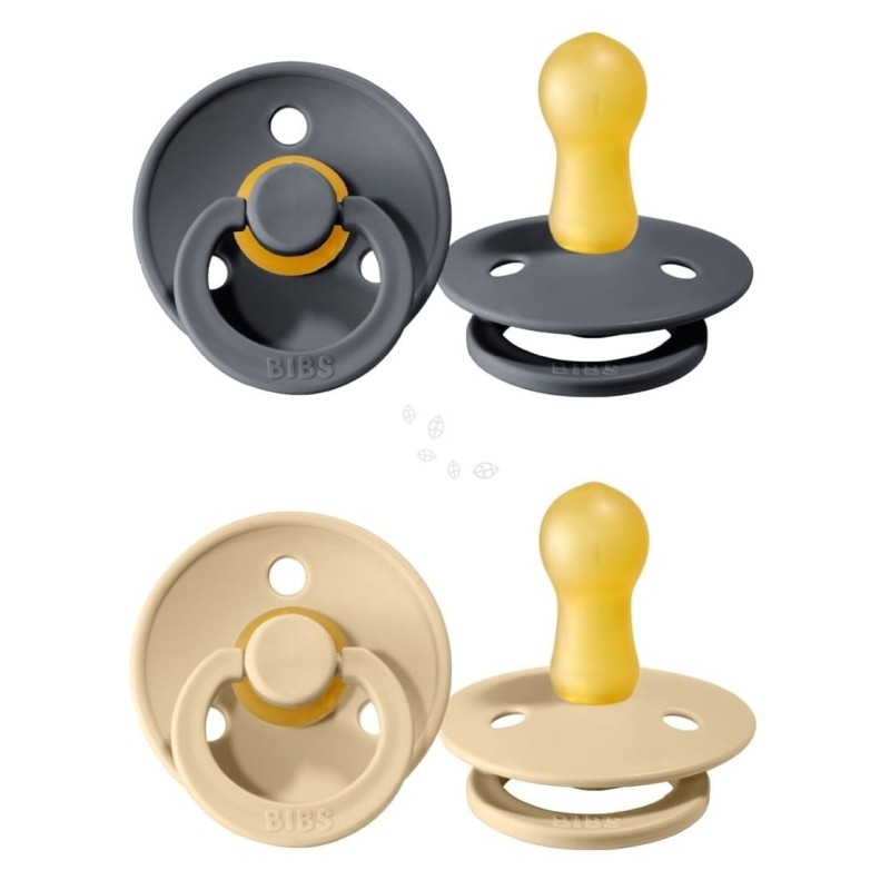Smoczek Uspokajający z Naturalnego Kauczuku M +6 mies. Iron & Beige 2-pack - BIBS