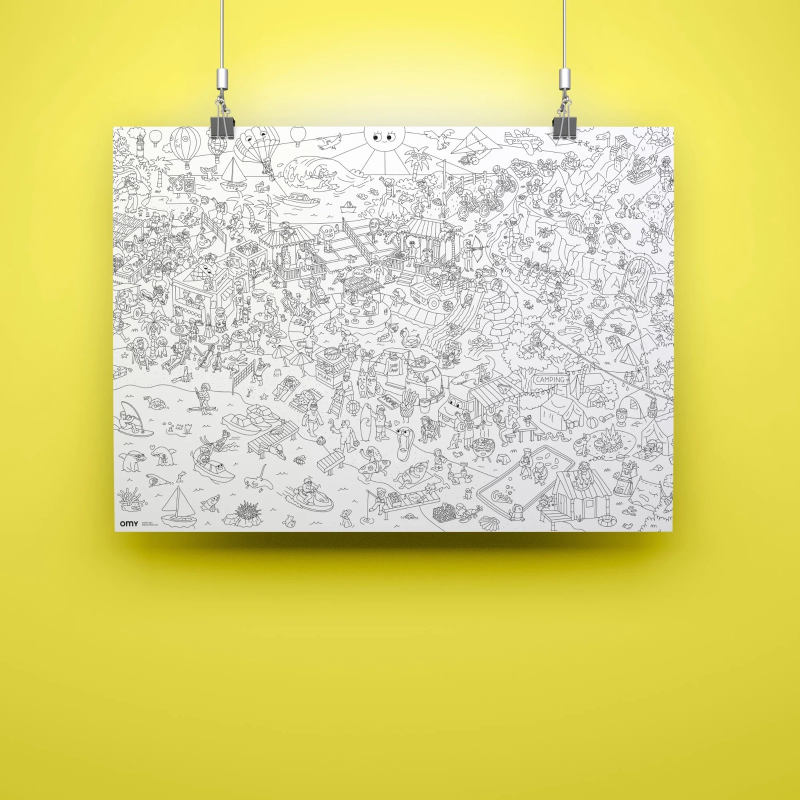 Duży plakat do kolorowania lato - omy