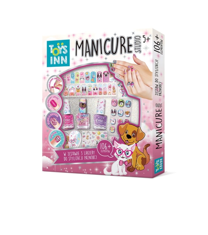 Zestaw do manicure dla dzieci, lakiery naklejki Studio
