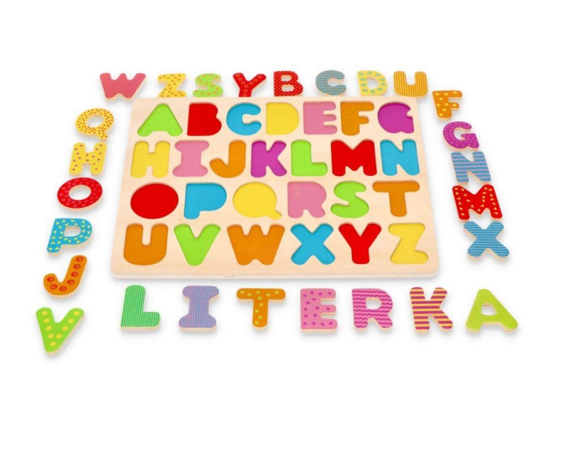 Układanka alfabet drewniany litery Lelin