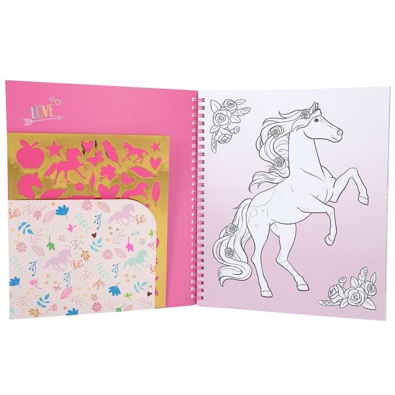 Kolorowanka z Naklejkami Konie Fur Appliqués - Miss Melody