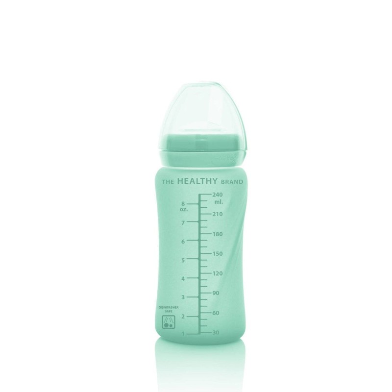 Szklany Bidon ze Słomką 240 ml miętowy - Everyday Baby