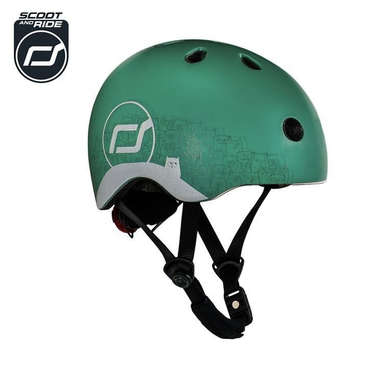 Kask z Odblaskami i Lampką LED Ultralekki na Hulajnogę i Rower  dzieci 1-5 lat Forest Owl - Scoot & Ride