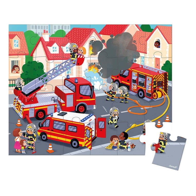 Puzzle w walizce 36 el. Straż Pożarna - Janod