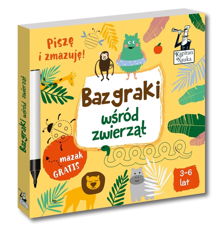 Bazgraki wśród zwierząt + suchościeralny mazak. Zeszyt kreatywny. Kapitan Nauka