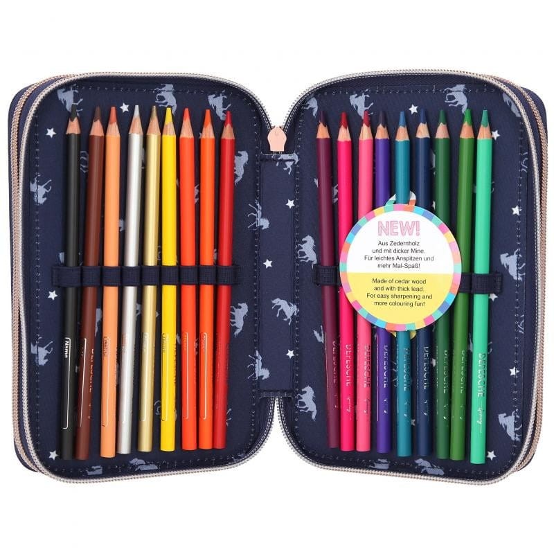 Potrójny Piórnik z Koniem Podświetlany Led - Miss Melody