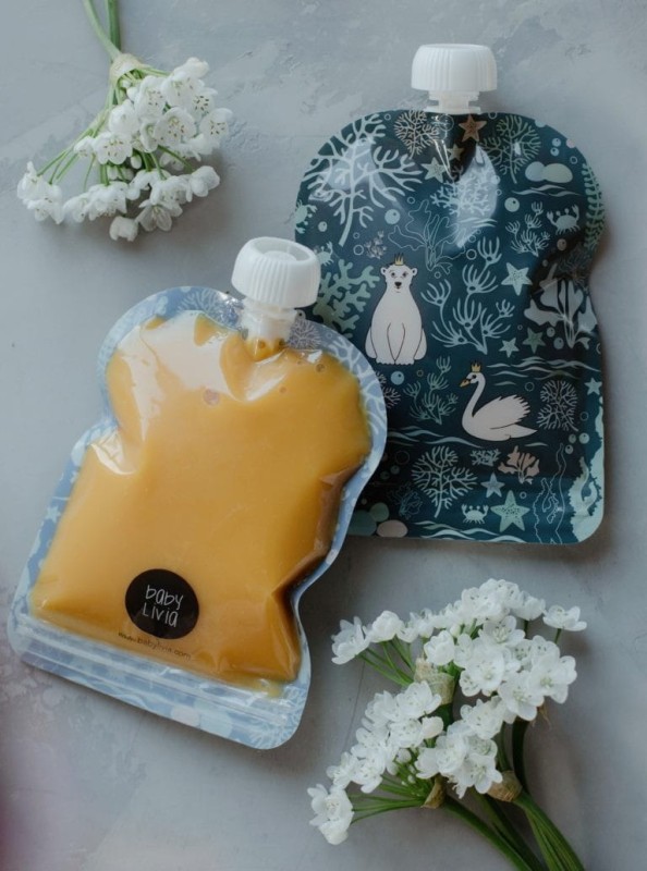 Wielorazowe Saszetki Tubki na Mus 6 szt. Ocean - Baby Livia