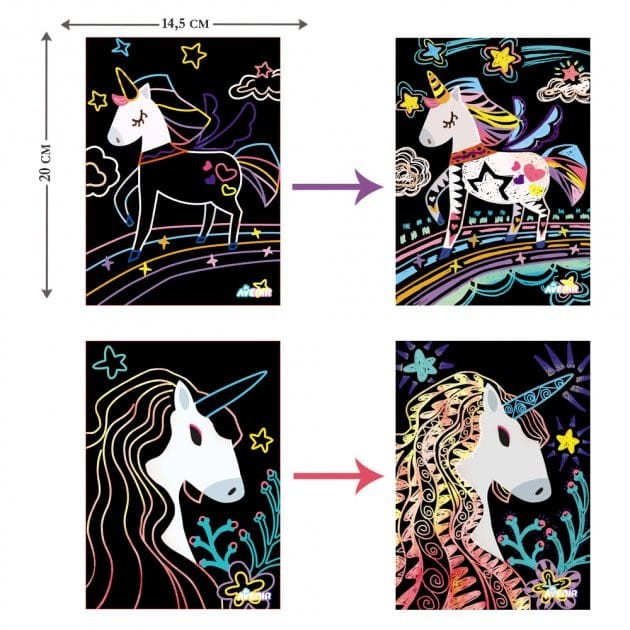 Wydrapywanki Jednorożce 4 szt. Magic Unicorn - Avenir