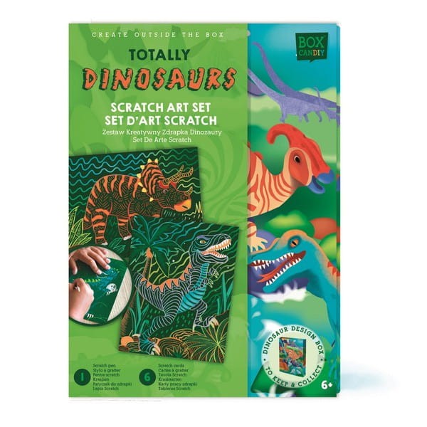 Kolorowe Zdrapywanki z Rysikiem Dinozaury 6 szt. - Box Candiy