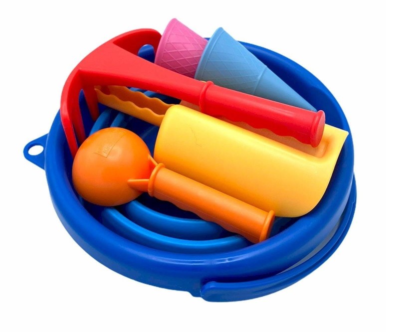 Składane Wiaderko z Zabawkami do Piasku 7w1 Blue - CompacToys