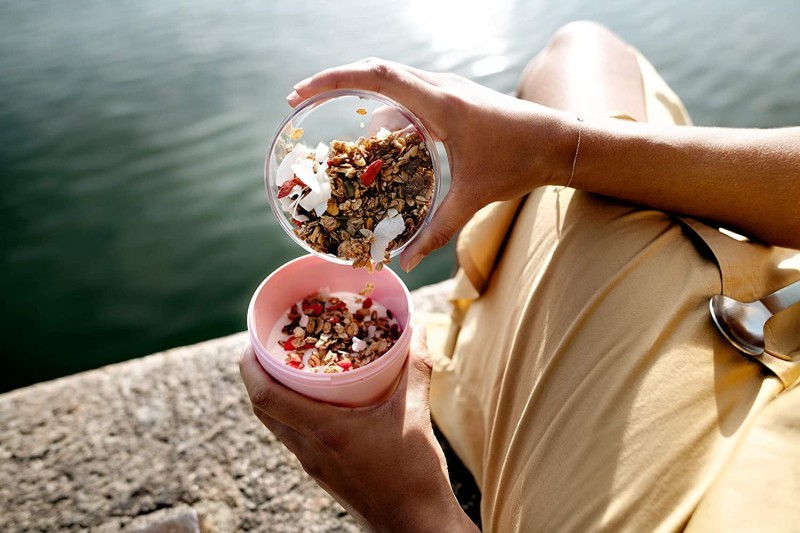 Podwójny Pojemnik na Jedzenie Różowy Lunchpot Ellipse - Mepal