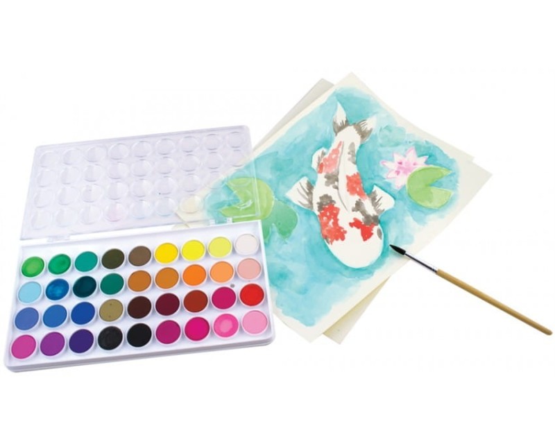 Farby Akwarelowe z Pędzelkiem 36 Kolorów - Ooly