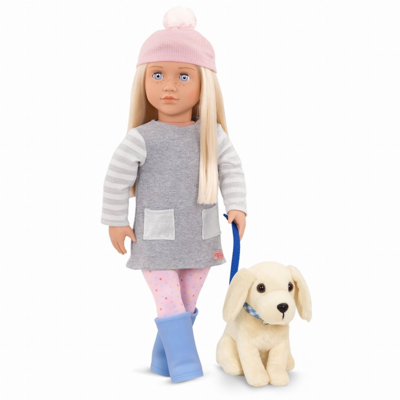 Lalka z pieskiem na smyczy Golden Retriever - Our Generation