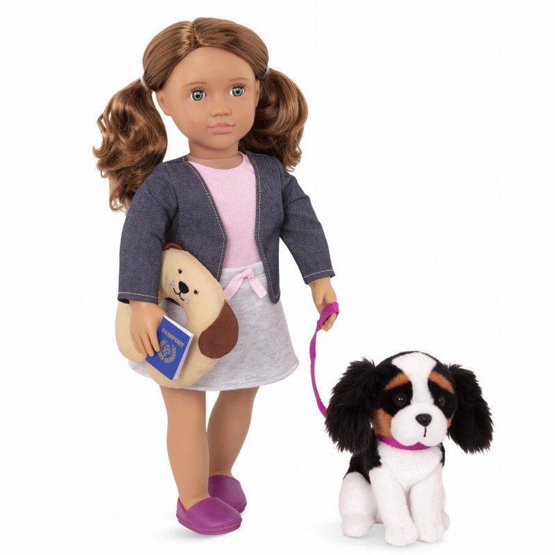 Lalka z pieskiem na smyczy King Charles Spaniel - Our Generation