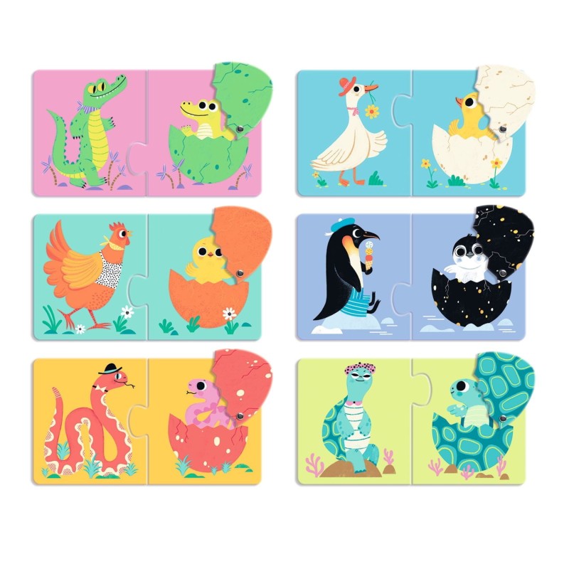 Puzzle dwuelementowe Śmieszne jajka - Djeco