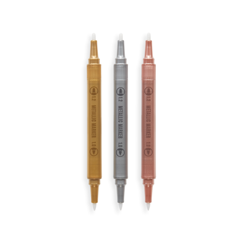 Metaliczne Flamastry z Podwójną Kocówką Modern Trio - Ooly