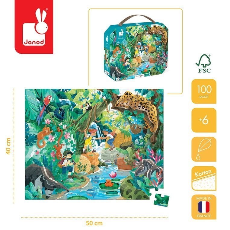 Puzzle w walizce 100 el. Przygoda w kraju Inków - Janod