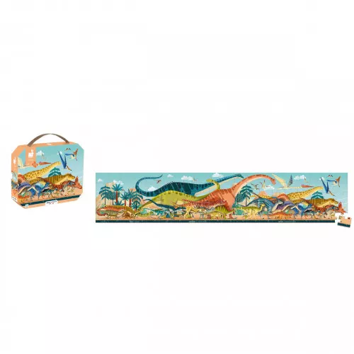 Puzzle w walizce 100 elem. Dinozaury - Janod