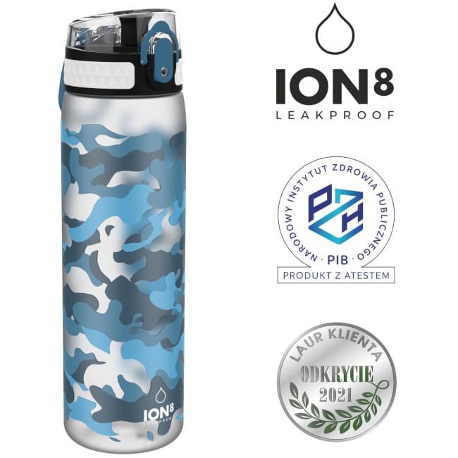 ION8 Bidon z Miarką Poziomu Moro Niebieski 500 ml