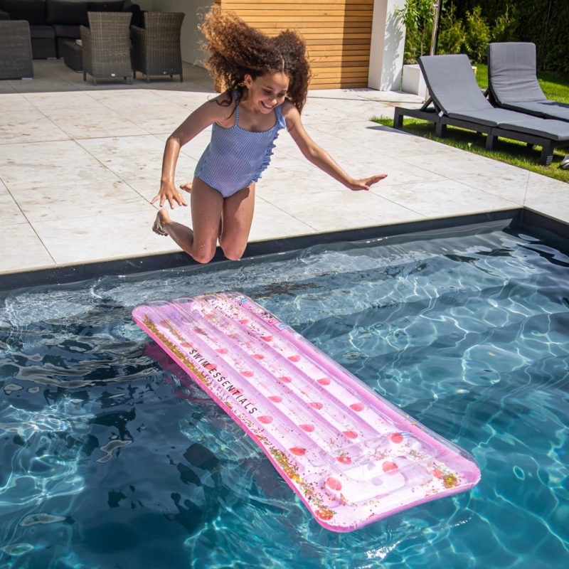 Różowy Materac z Brokatem Dots - The Swim Essentials