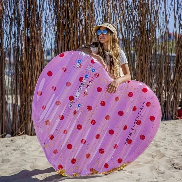 Materac w Kształcie Serca z Brokatem Dots - The Swim Essentials