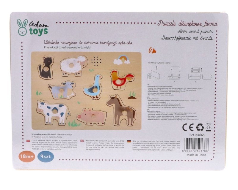 Układanka Dźwiękowa Zwierzęta Wiejskie - Adam Toys