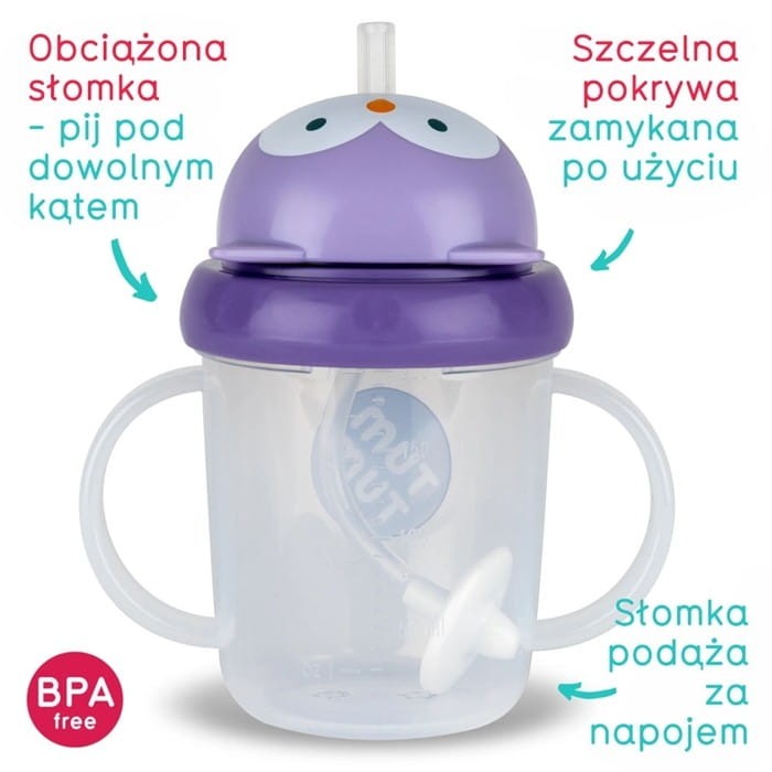 Bidon z Obciążoną Słomką Sowa  200 ml - Tum Tum