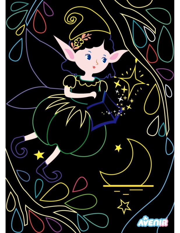 Kolorowe Wydrapywanki Elfy 4 szt. - Avenir