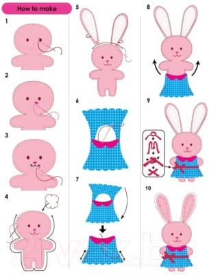 Uszyj Lalkę DIY Nauka Szycia dla Dzieci Króliczek 22 cm - Avenir