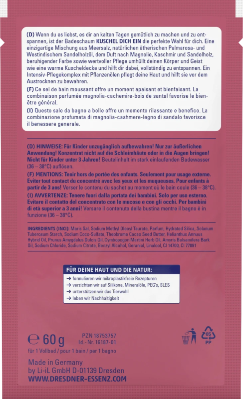 Pieniąca się Sól do Kąpieli Przytul się - Dresdner Essenz