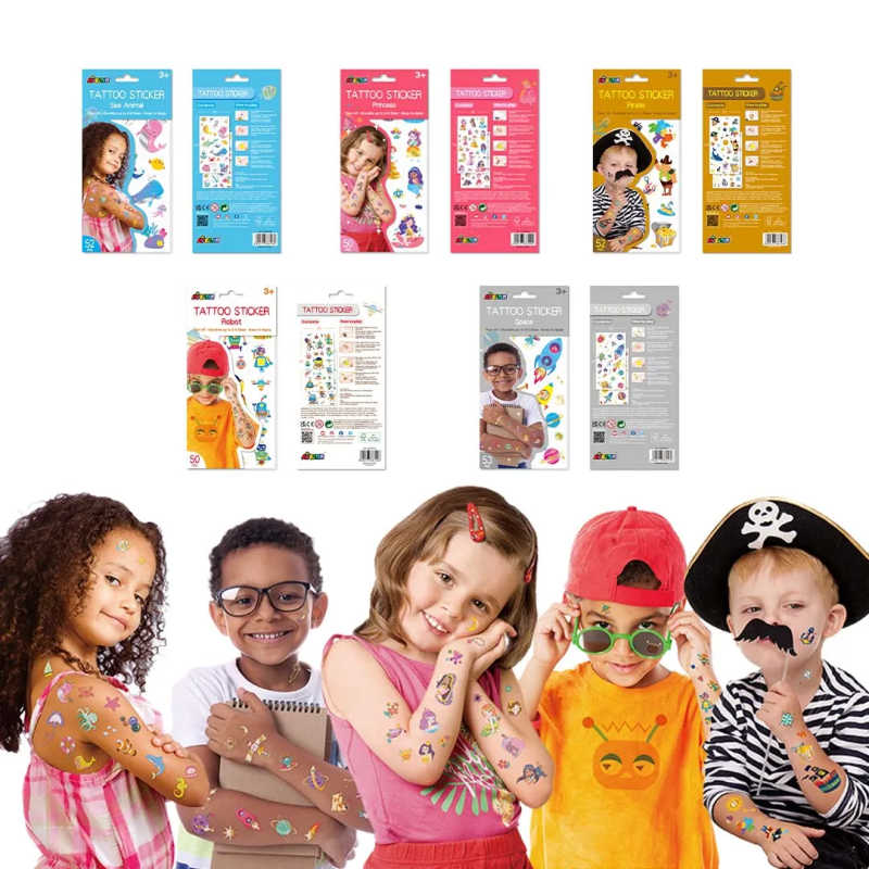 Błyszczące Tatuaże dla dzieci Wodne zwierzęta 52 szt. - Avenir