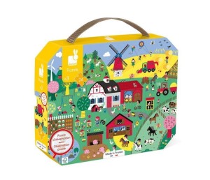 Puzzle obserwacyjne w walizce Farma 24 el. - Janod