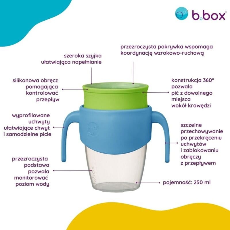 Kubek treningowy do Nauki Picia z uchwytami Ocean - b.box