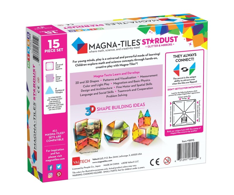 Klocki Magnetyczne z brokatem zestaw 15 el. MAGNA-TILES Stardust