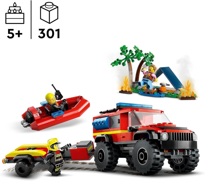 Terenowy wóz strażacki z łodzią ratunkową Lego 60412