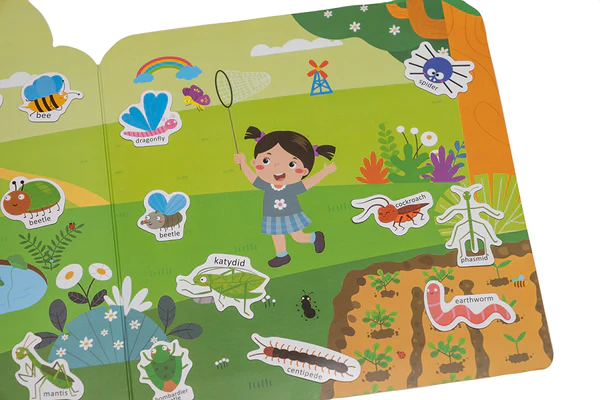 Rozkładana Scenografia z wielorazowymi naklejkami - owady Askato