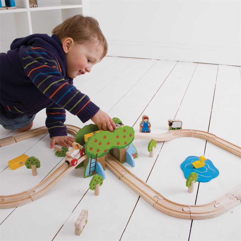 Farma pociąg i tory na wsi 44 el. - Bigjigs Rail